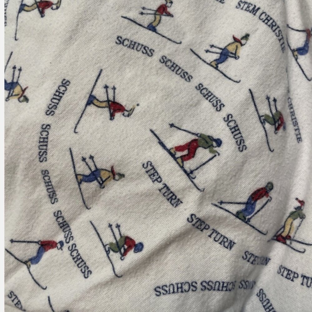 L.L. BEAN Queen size flannel sheet fitted flat ski theme set of two sheets